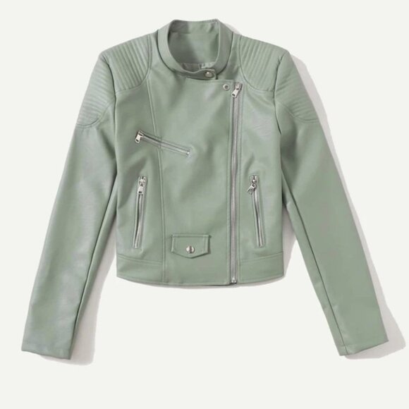 Vegan Leather Minimalist Moto Jacket Black - Picture 7 of 16